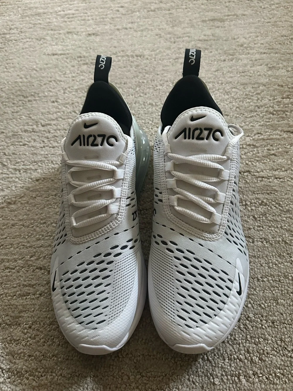 Nike Air Max 270 White and Black Running Sneakers